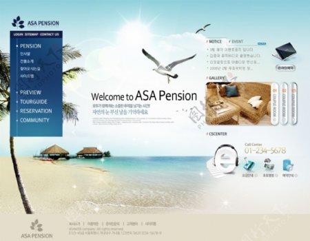 梦幻海景度假网页模板