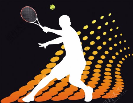 矢量网球运动剪影海报