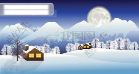 郊外矢量素材矢量冬天矢量风景韩国风景圣诞雪地雪花新年