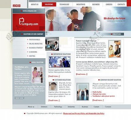 红色通信公司网页模板