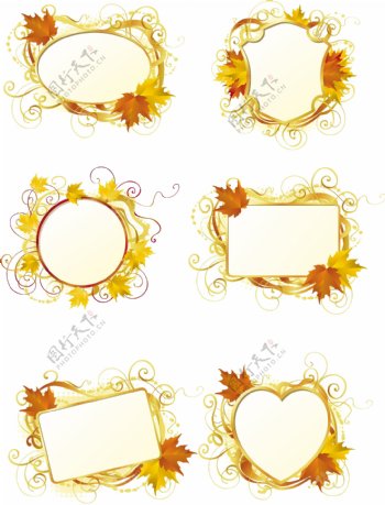 秋天枫叶主题的空白装饰边框矢量素材