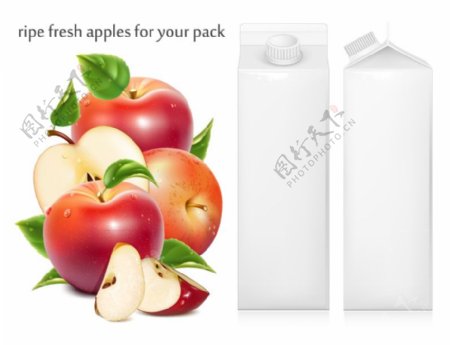红苹果与果汁包装设计矢量