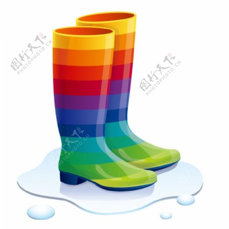 卡通彩虹雨靴矢量素材