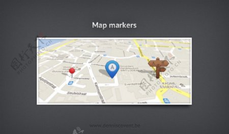 3地图搜索UI标记和销套PSD