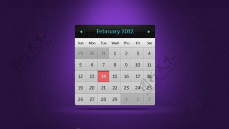 简单的最小的日历组件设计PSD