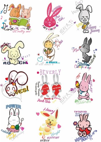 可爱的卡通兔子矢量图图片