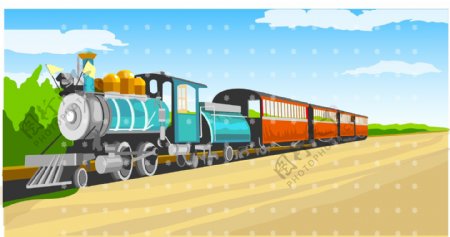 火车的漫画风格矢量素材