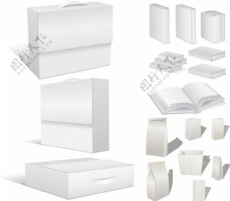 白色纸盒书本设计矢量素材
