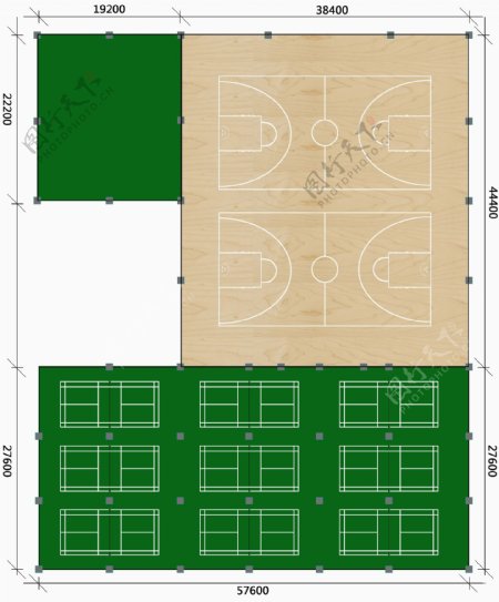 篮球场羽毛球场设计图图片