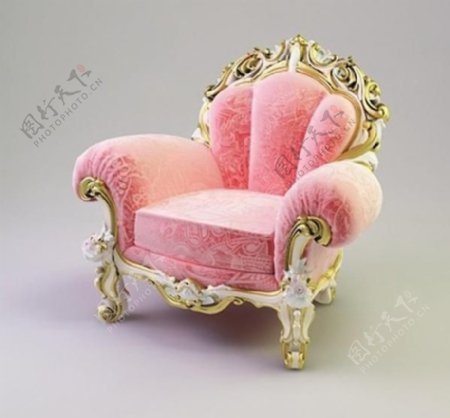 安妮女王的巴洛克式的3D模型的椅子