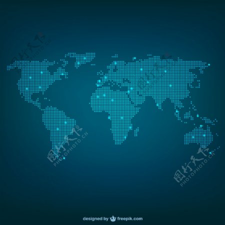 蓝色圆点世界地图矢量素材