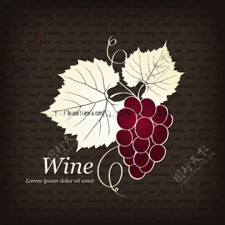 线描葡萄酒标志图标矢量素材