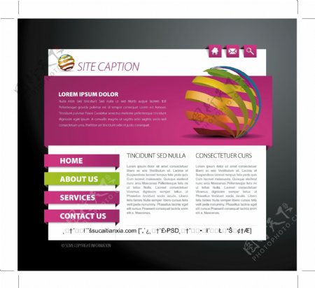 紫色网站主页模板矢量素材