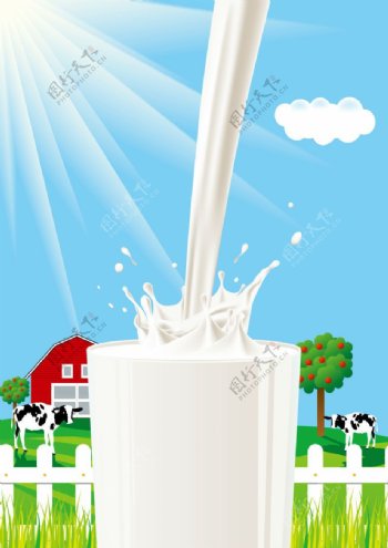 新鲜牛奶海报设计矢量素材