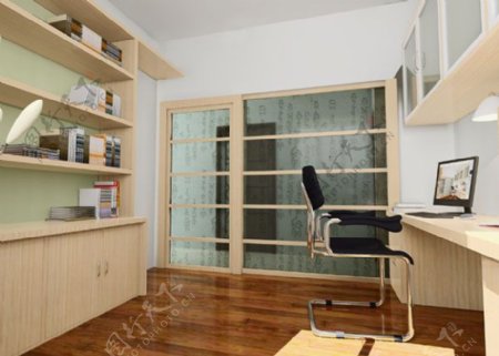 室内设计书房3d素材3d模型5