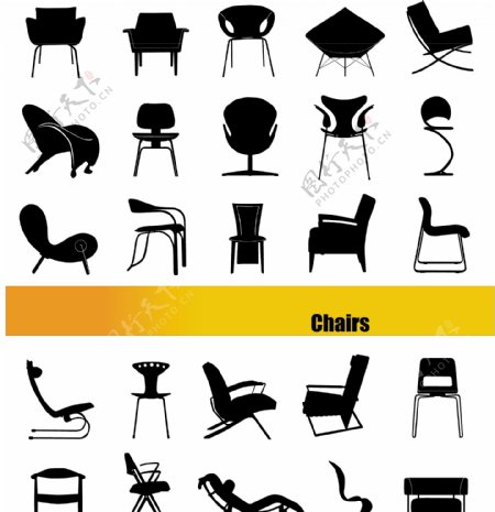 时尚座椅剪影矢量素材