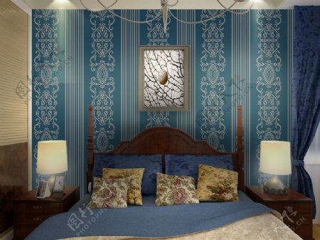 室内卧室蓝色设计