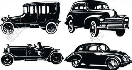 4复古风格的老式汽车矢量素材