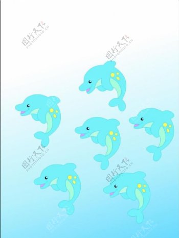 海海豚卡通蓝图片