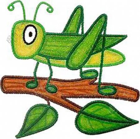 绣花动物蚂蚱植物树叶免费素材