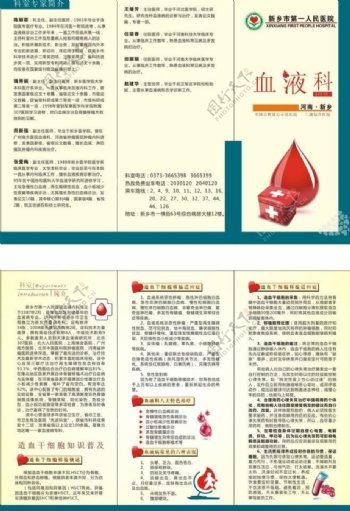 医院血液科三折页图片