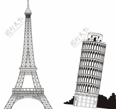 巴黎铁塔斜塔图片