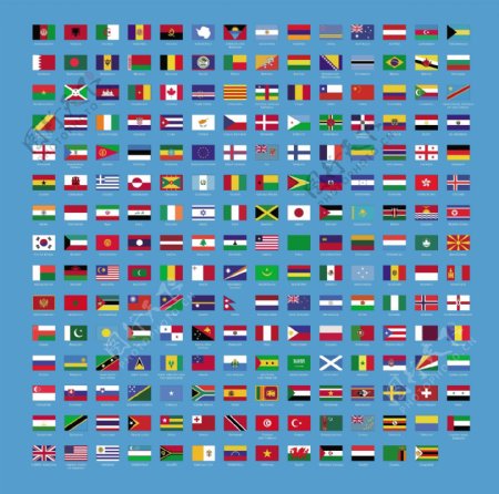 195世界国家的国旗图标集