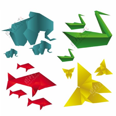 各种折纸动物设计矢量素材01