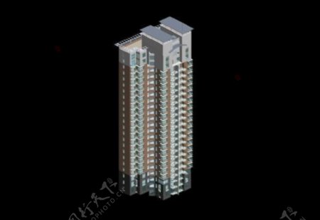 简约风格高层住宅楼3D模型素材