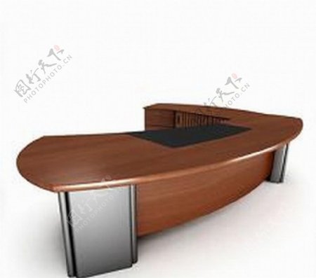 暗红高档实木班台办公桌模型