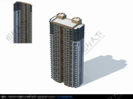城市高层小区独栋住宅楼3d建筑模型