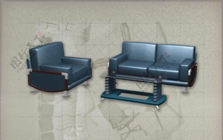 现代主义风格之家具组合3D模型组合011