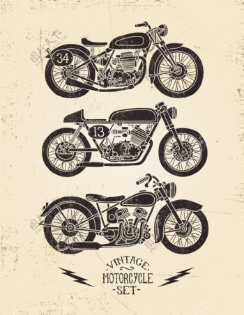 摩托车复古海报创意矢量图形02