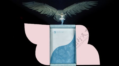 印花小姐面膜天使之翼包装设计