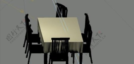 室内装饰家具桌椅组合373D模型