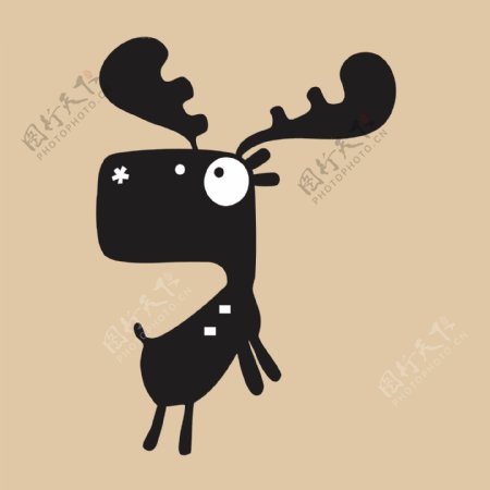 印花矢量图T恤图案可爱卡通动物鹿免费素材
