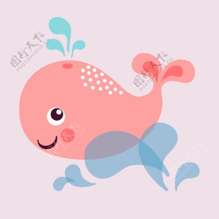 印花矢量图可爱卡通动物海豚抽象免费素材