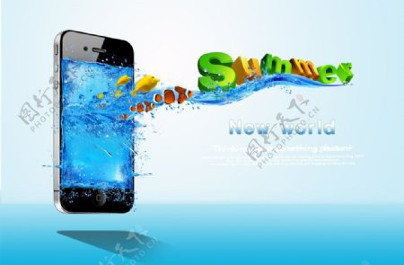 3G智能手机夏季促销广告PSD