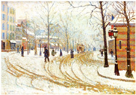 冬日街头风景油画图片