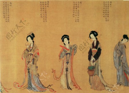 小桥流水人家古代人物民间人物人物壁画中国文化人物画像中国风中华艺术绘画