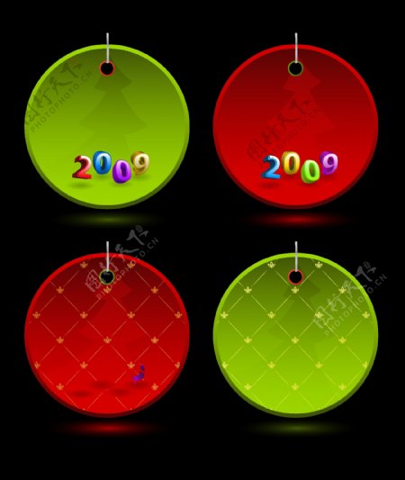 2009年圣诞节吊牌矢量图