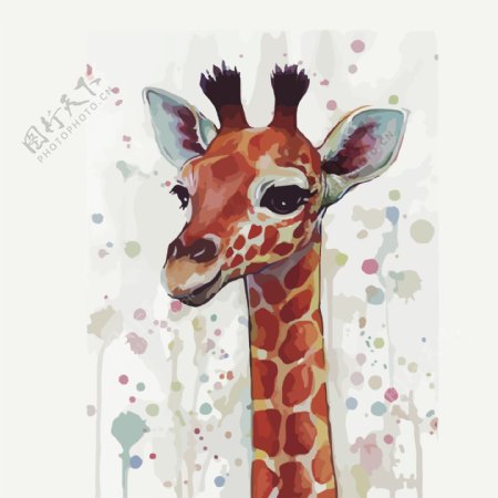 印花矢量图艺术效果水彩动物鹿免费素材