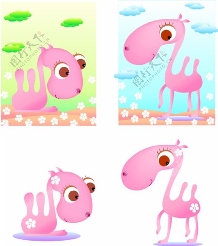 粉红色的骆驼卡通矢量素材