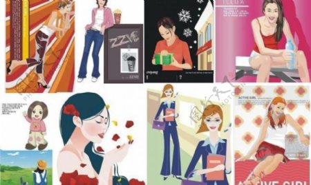 韩国美女插画cdr图片