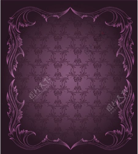 矢量浪漫紫色花纹背景边框素材