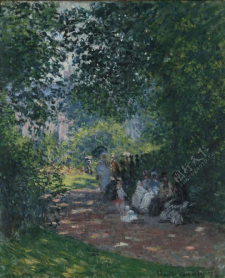 AuParcMonceau1878风景建筑田园植物水景田园印象画派写实主义油画装饰画
