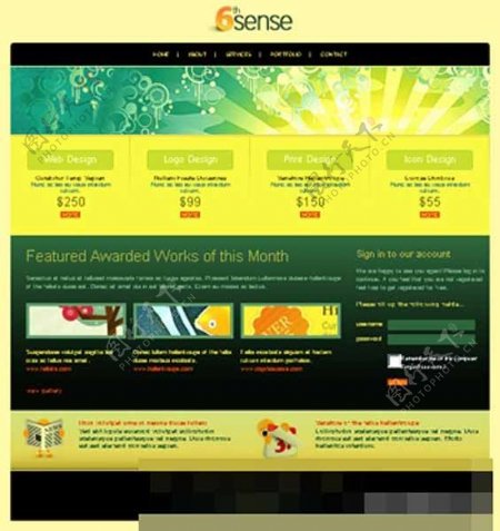 黄绿色设计企业网页模板
