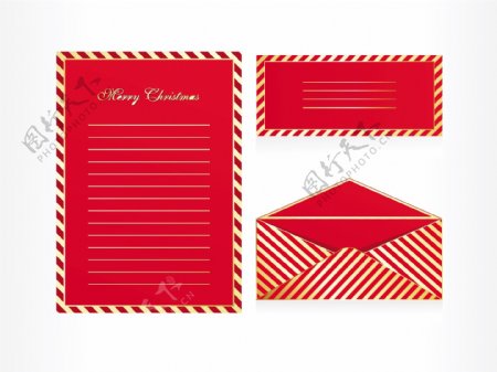 红色圣诞信封信头