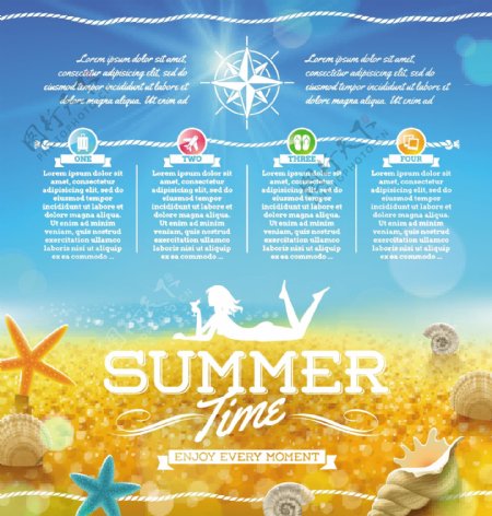 暑假旅游海报矢量图片