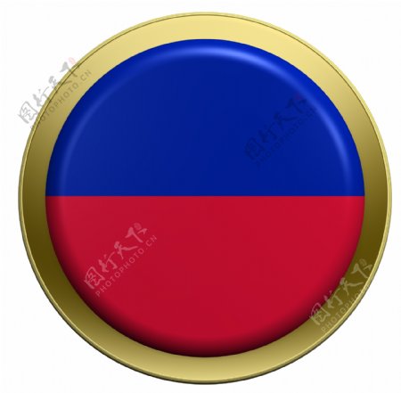 海地国旗上的圆形按钮白色隔离